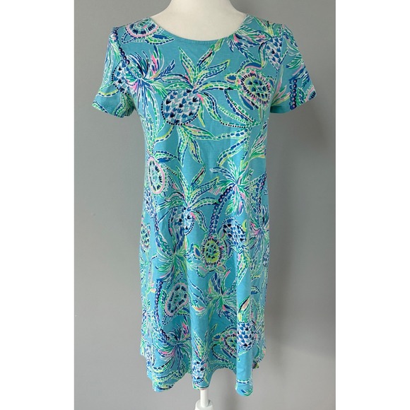 Lilly Pulitzer Dresses & Skirts - Lilly Pulitzer Pineapple Turtle Print V Neck Criss Cross Short Sleeve Dress‎